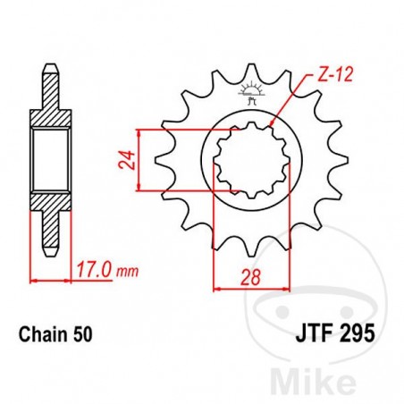 JT SPROCKETS Piñón transmisión engranaje fino 14T P-530 Ø24/28MM 726.44.68