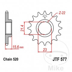 JT SPROCKETS Fine gear transmission pinion 16T P-520 Ø21.3/23MM 726.16.62