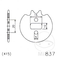 ESJOT Piñón transmisión agujero largo 11T 415 10/15 726.91.37