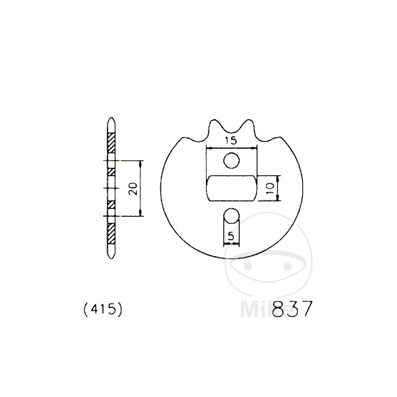ESJOT Transmission sprocket long hole 11T 415 10/15 726.91.37