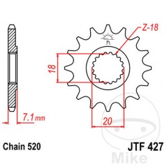JT SPROCKETS Fine gear transmission pinion 11T P-520 Ø18/20MM 726.46.09