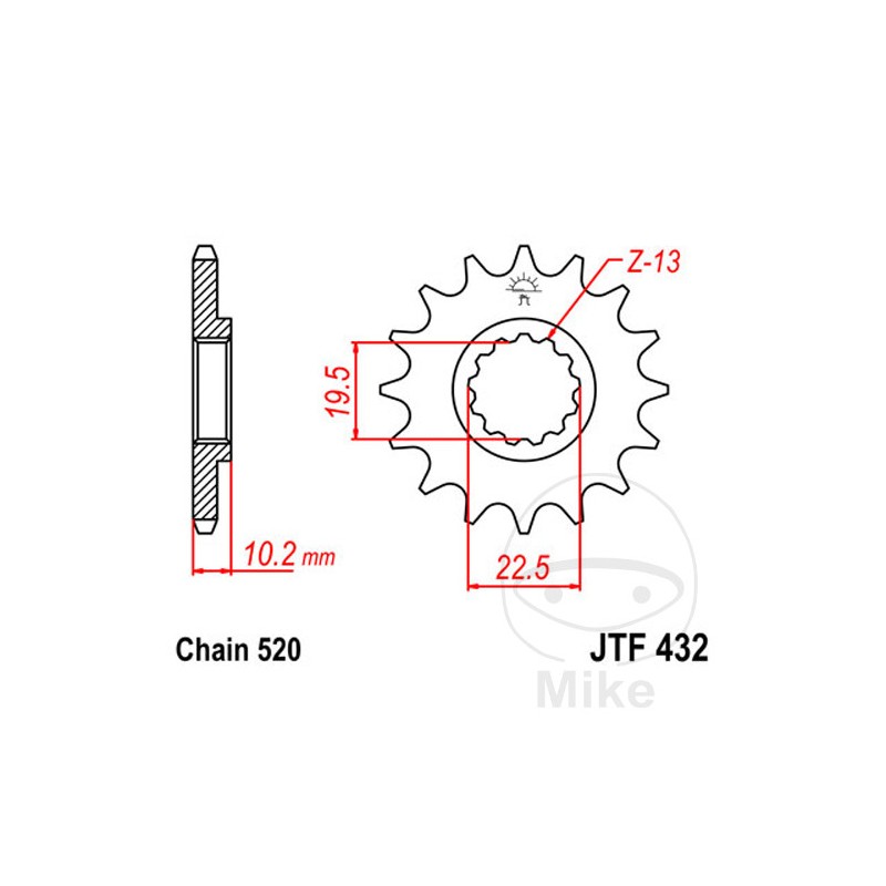 JT SPROCKETS Piñón transmisión engranaje fino 12T P-520 Ø19.5/22MM 726.01.35