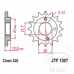 JT SPROCKETS Fine gear transmission pinion 14T P-520 Ø22/25MM 726.34.60