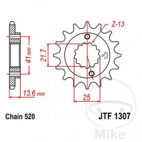 JT SPROCKETS Piñón transmisión engranaje fino 14T P-520 Ø22/25MM 726.34.60