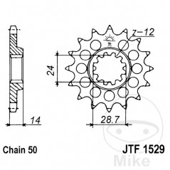 JT SPROCKETS Piñón transmisión engranaje fino 16T P-530 Ø24/28.7MM 726.18.37