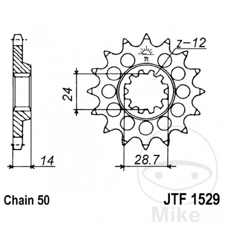 JT SPROCKETS Piñón transmisión engranaje fino 16T P-530 Ø24/28.7MM 726.18.37