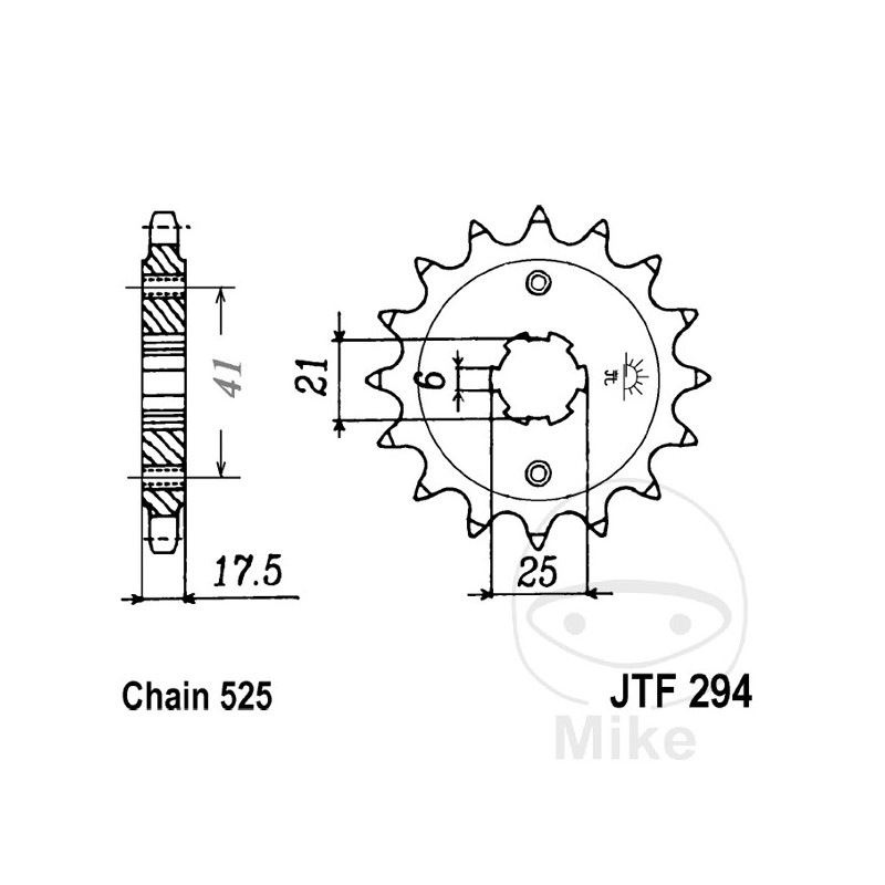 JT SPROCKETS Piñón transmisión engranaje grueso 15T P-525 6 Ø21/25MM 726.48.23