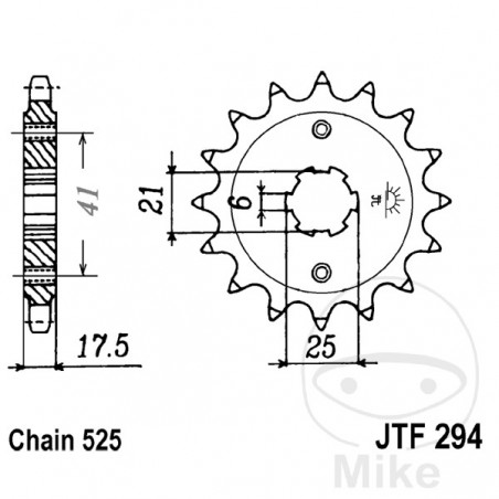 JT SPROCKETS Piñón transmisión engranaje grueso 15T P-525 6 Ø21/25MM 726.48.23