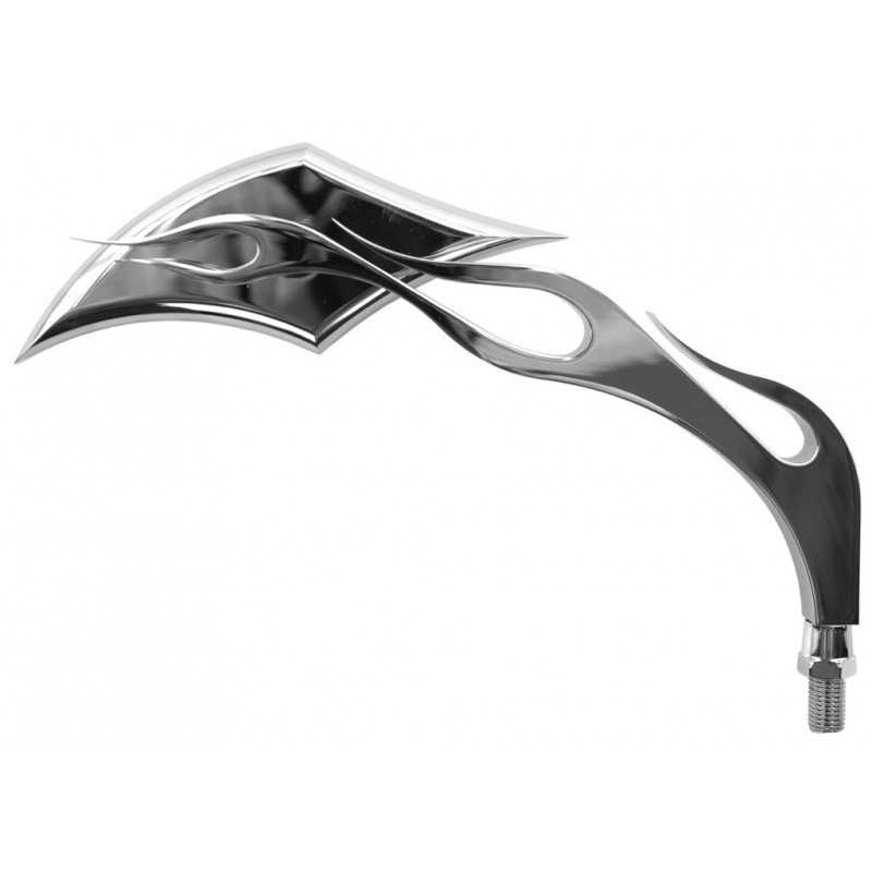 V PARTS Espejo retrovisor Custom Llamas derecho + adaptador M10 rosca izquierda E888D