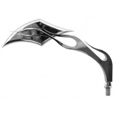 V PARTS Espejo retrovisor Custom Llamas derecho + adaptador M10 rosca izquierda E888D