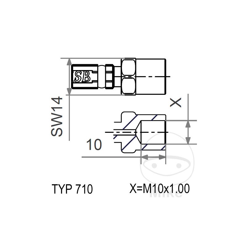Rosca interna fija TYP710 M10 X 1.00 757.22.09