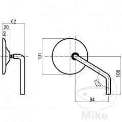 DAYTONA Espejo retrovisor universal izquierdo 713.06.47