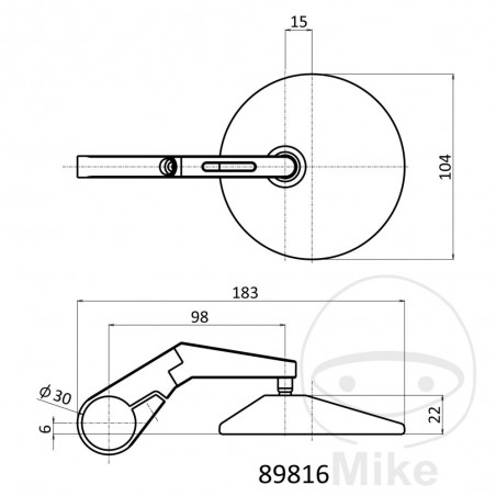 DAYTONA Espejo retrovisor corto extremo manillar 713.06.52
