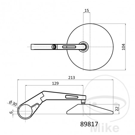 DAYTONA Espejo retrovisor largo extremo manillar 713.06.53