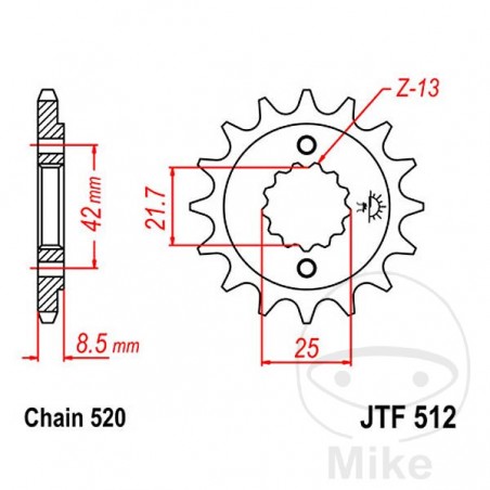 JT SPROCKETS Piñón de transmisión engranaje fino 14T P-520 Ø21.6/25 MM 726.40.70