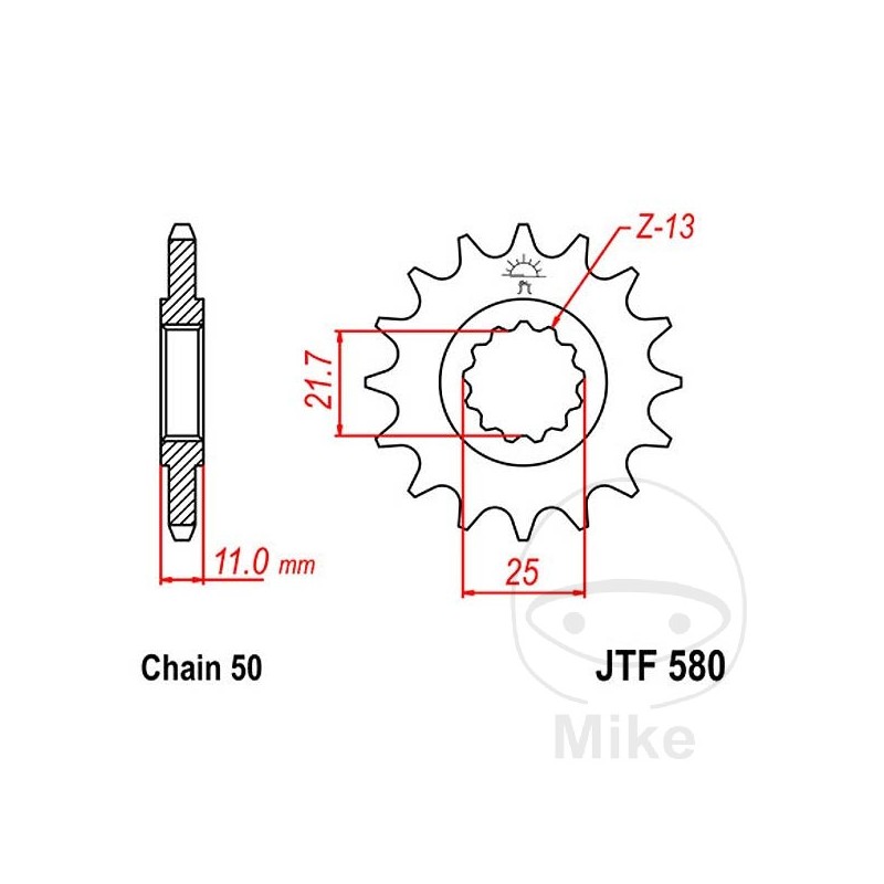 JT SPROCKETS Piñón delantero engranaje fino 15 TEETH 530 Ø21.6/25 726.41.04