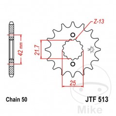 JT SPROCKETS Piñón delantero engranaje fino 13 TEETH 530 Ø21.6/25 726.40.13