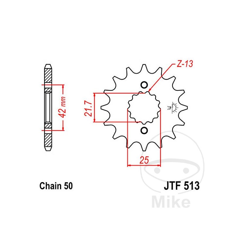 JT SPROCKETS Piñón delantero engranaje fino 13 TEETH 530 Ø21.6/25 726.40.13