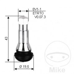 Válvula de goma con manguito para neumáticos TR413 11.3 MM 519.90.47