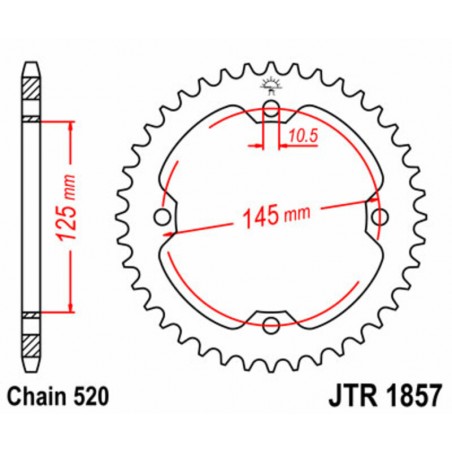 JT SPROCKETS Standard rear steel sprocket 1857 P-520 1074963001