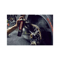 TUDETIC - Kit Limpiador y Lubricante Motul para Cadena Moto C4 400 ml + Cepillo Limpieza Gamuza Microfibra 30x40 cm | Set Manten