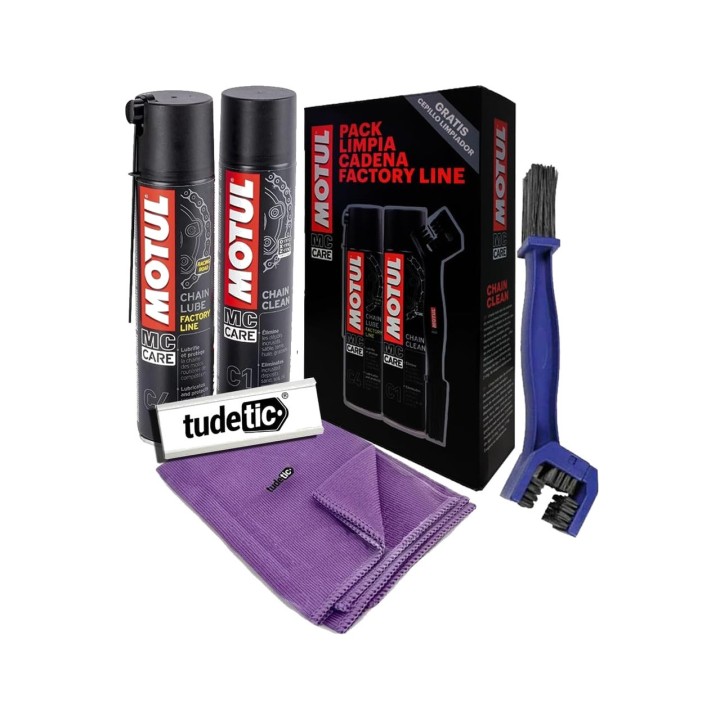 Cleaning and Greasing Pack for TUDETIC Motorcycle Chains with Multipurpose Cloth