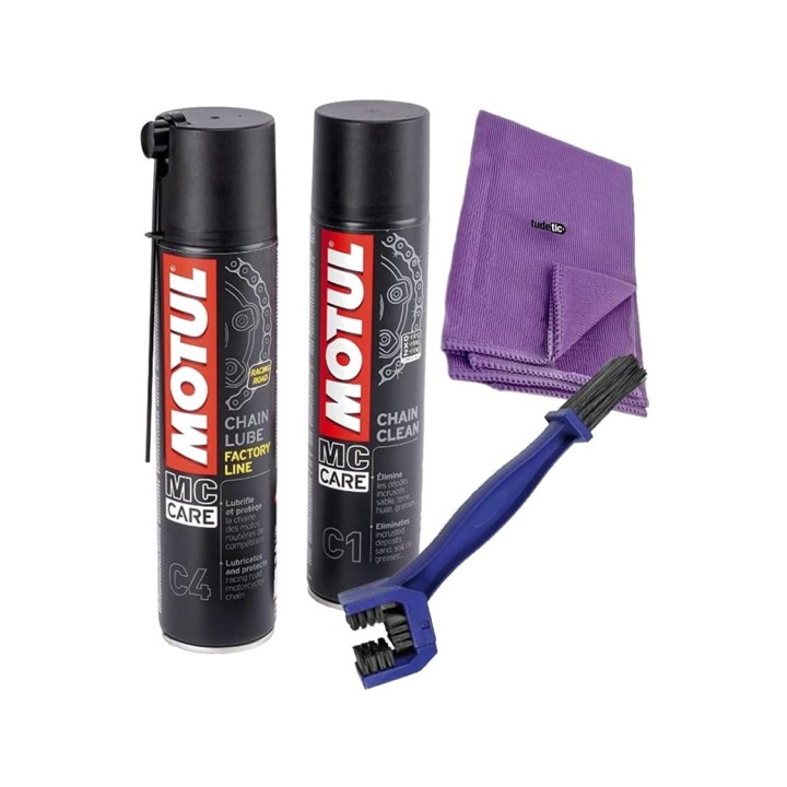 Cleaning and Greasing Pack for TUDETIC Motorcycle Chains with Multipurpose Cloth