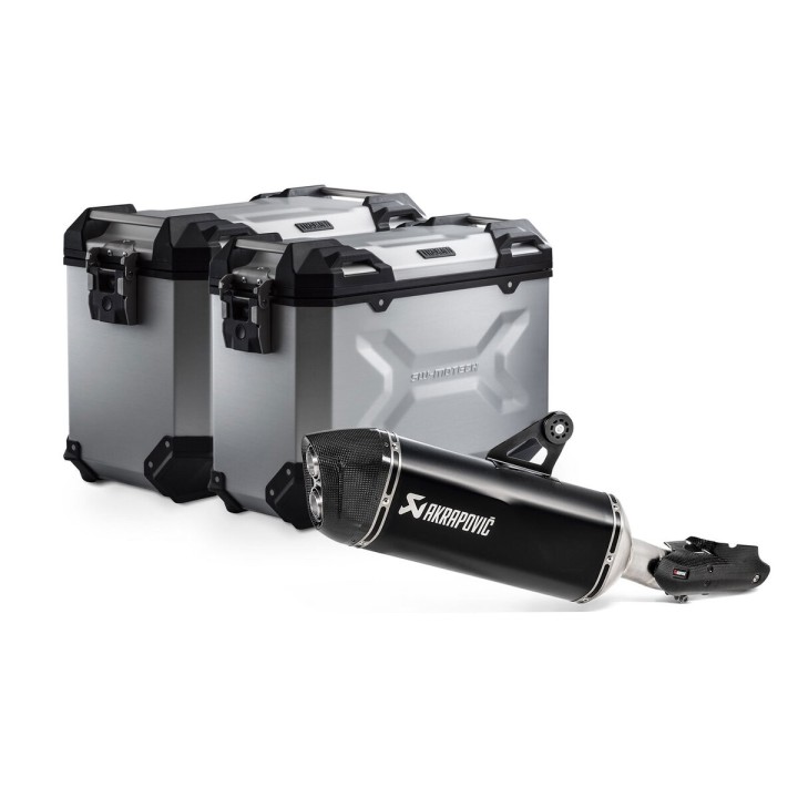 SW-MOTECH Maletas laterales de aluminio + soportes bombín escape TRAX ADV 45/37L - PRO AKRAPOVIC KFT076647200VAR
