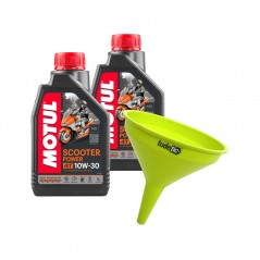 TUDETIC Kit de 2x aceite motor + embudo SCOOTER POWER 4T 10W30 MB 1 L KT-1