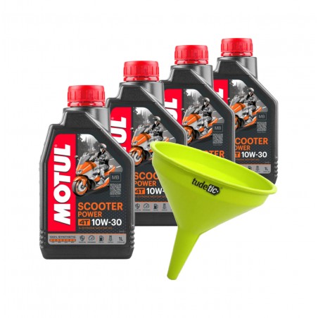 TUDETIC - Kit of 4x synthetic motor oil + funnel YAMAHA BW'S 125 YW125B KT-5