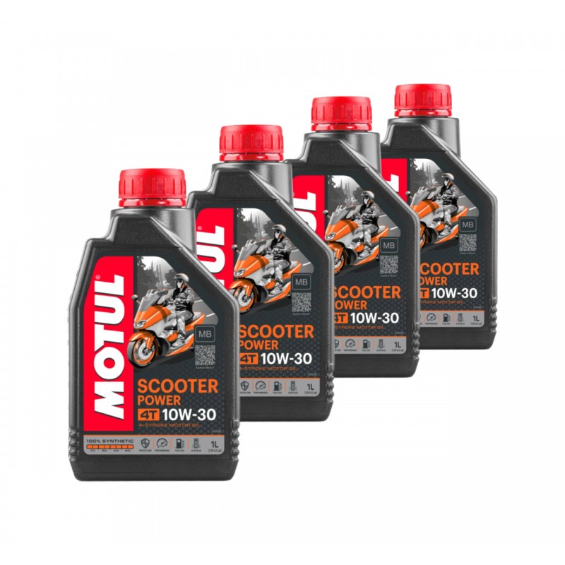 TUDETIC - Kit 4x Aceite lubricante motor SCOOTER POWER 4T 10W30 MB 1 L MOTUL KT-6
