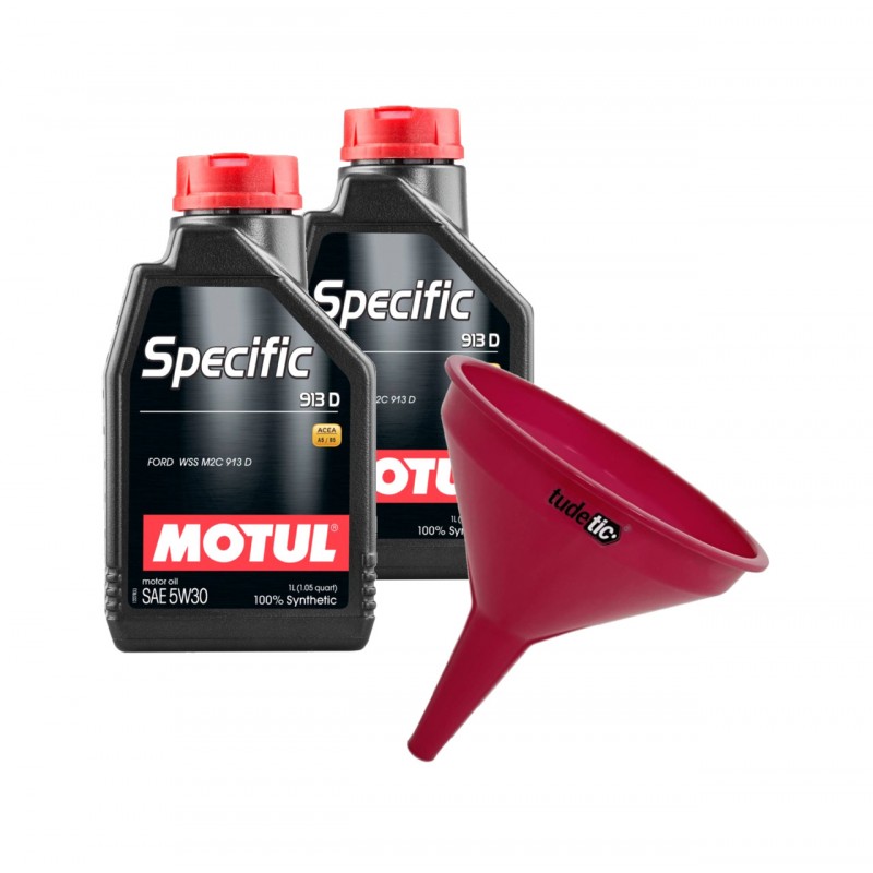 TUDETIC Kit 2x Engine Oil + Funnel FORD 913D 5W30 1L KT-10