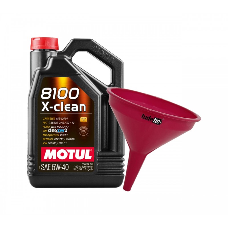 TUDETIC Aceite de motor + Embudo 8100 X-CLEAN C3 5W40 5L KT-24
