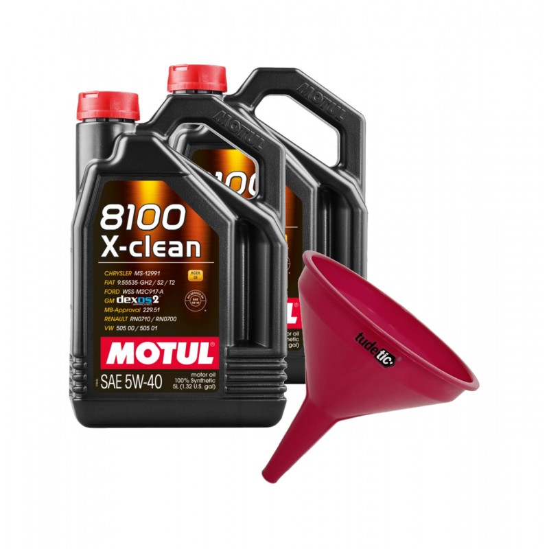 TUDETIC Kit 2x Aceite de Motor + Embudo 8100 X-CLEAN C3 5W40 5L KT-25