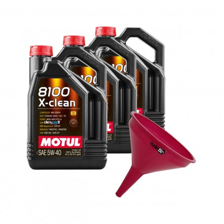 TUDETIC Kit of 3x engine oil + funnel 8100 X-CLEAN C3 5W40 5L KT-27