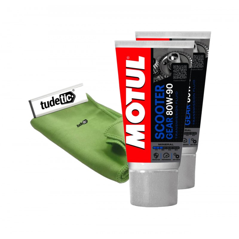TUDETIC - Kit 2x Aceite de Caja Cambios + Trapo SCOOTER GEAR 80W90 KT-32