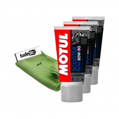 TUDETIC Kit of 3x gearbox oil + cloth SCOOTER GEAR 80W90 KT-33