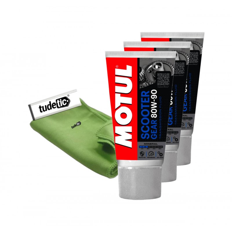 TUDETIC Kit of 3x gearbox oil + cloth SCOOTER GEAR 80W90 KT-33