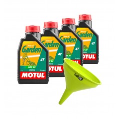 TUDETIC - Kit de 4x Aceite Motor y Embudo Garden 4T SAE 30 1L KT-40