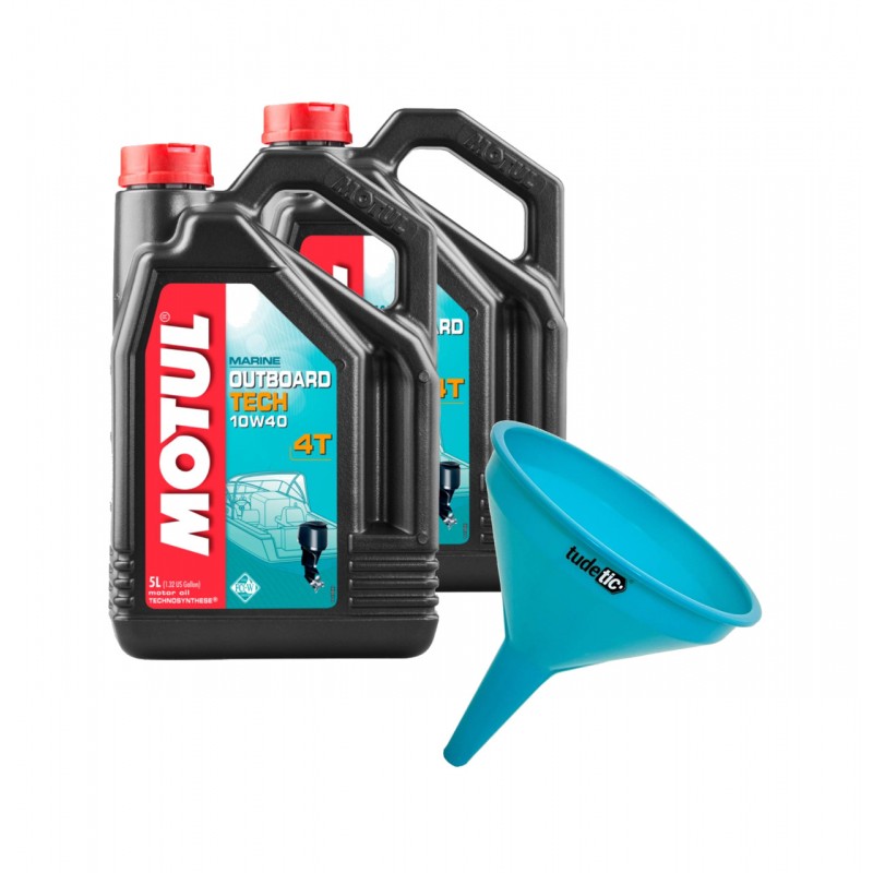 TUDETIC - Kit de 2x aceite motor y embudo TECH 4T 10W40 5L KT-43