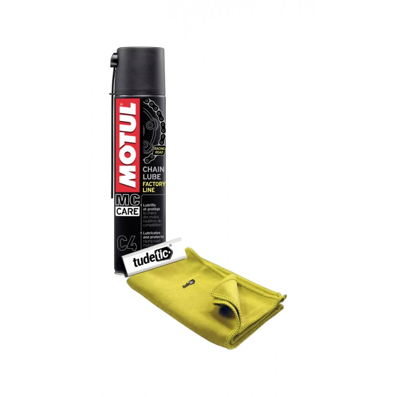 TUDETIC Grasa lubricante + trapo MC CARE C4 CHAIN LUBE FL 0,4L KT-48
