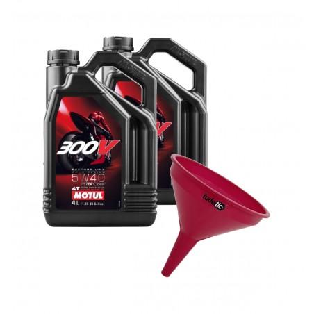 TUDETIC Kit 2x Engine Oil + Funnel 4T 300V FL Road Racing 5W40 4L KT-60