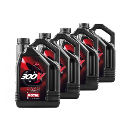 TUDETIC - Kit 4x Lubricating oil 4T 300V FL ROAD RACING 5W40 4L MOTUL KT-65
