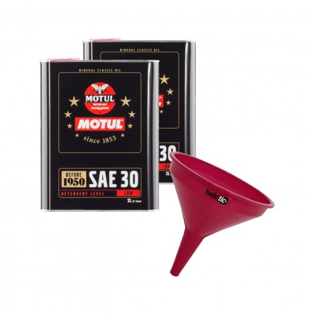 TUDETIC - Kit de 2x Aceite Motor + Embudo SAE 30 (Classic) 2L KT-67