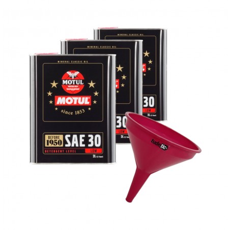 TUDETIC - Kit de 3x aceite motor + embudo SAE 30 (CLASSIC) 2L KT-69