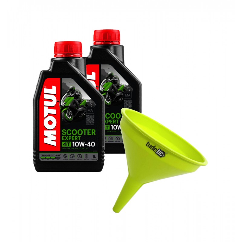 TUDETIC Kit of 2x engine oil + funnel 4T SCOOTER EXPERT 10W40 1L KT-81