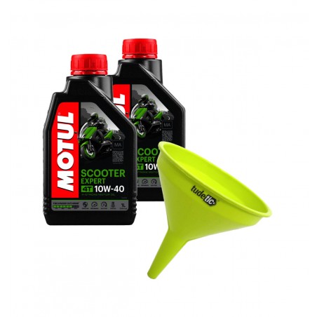 TUDETIC Kit de 2x aceite motor + embudo 4T SCOOTER EXPERT 10W40 1L KT-81