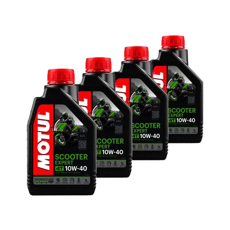 TUDETIC - Kit 4x Aceite lubricante 4T SCOOTER EXPERT 10W40 1L KT-86