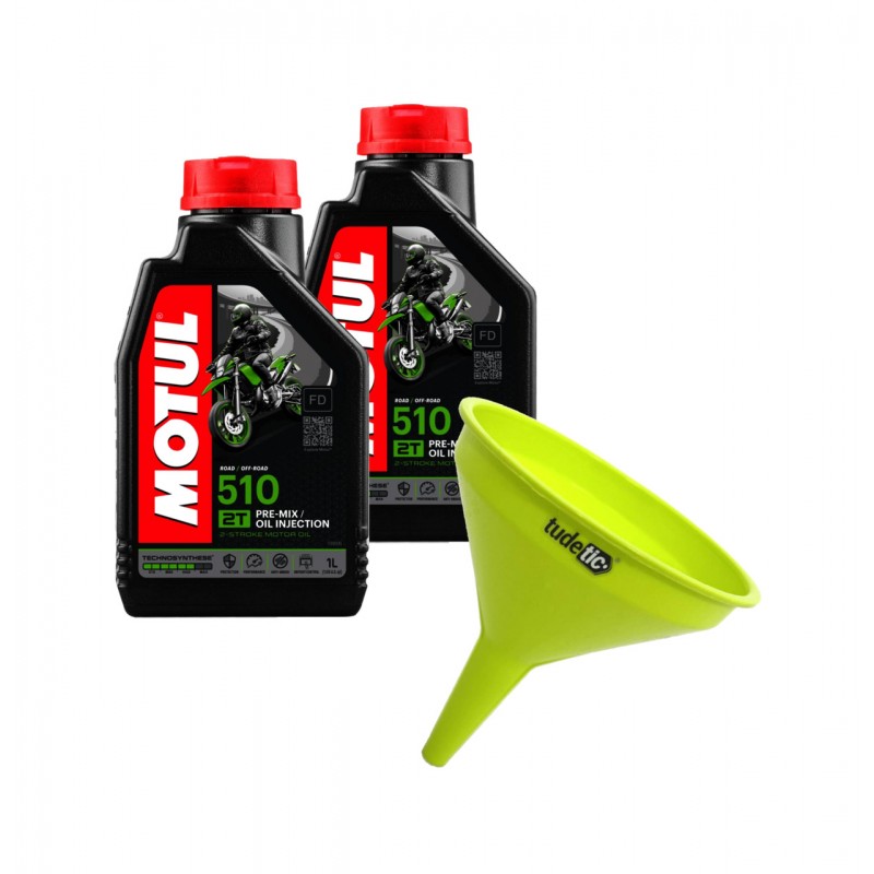 TUDETIC - Kit 2x Aceite de Motor 510 2T 1L + Embudo Plástico KT-88