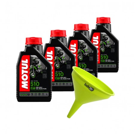 TUDETIC Kit of 4x engine oil + funnel 510 2T 1L KT-90
